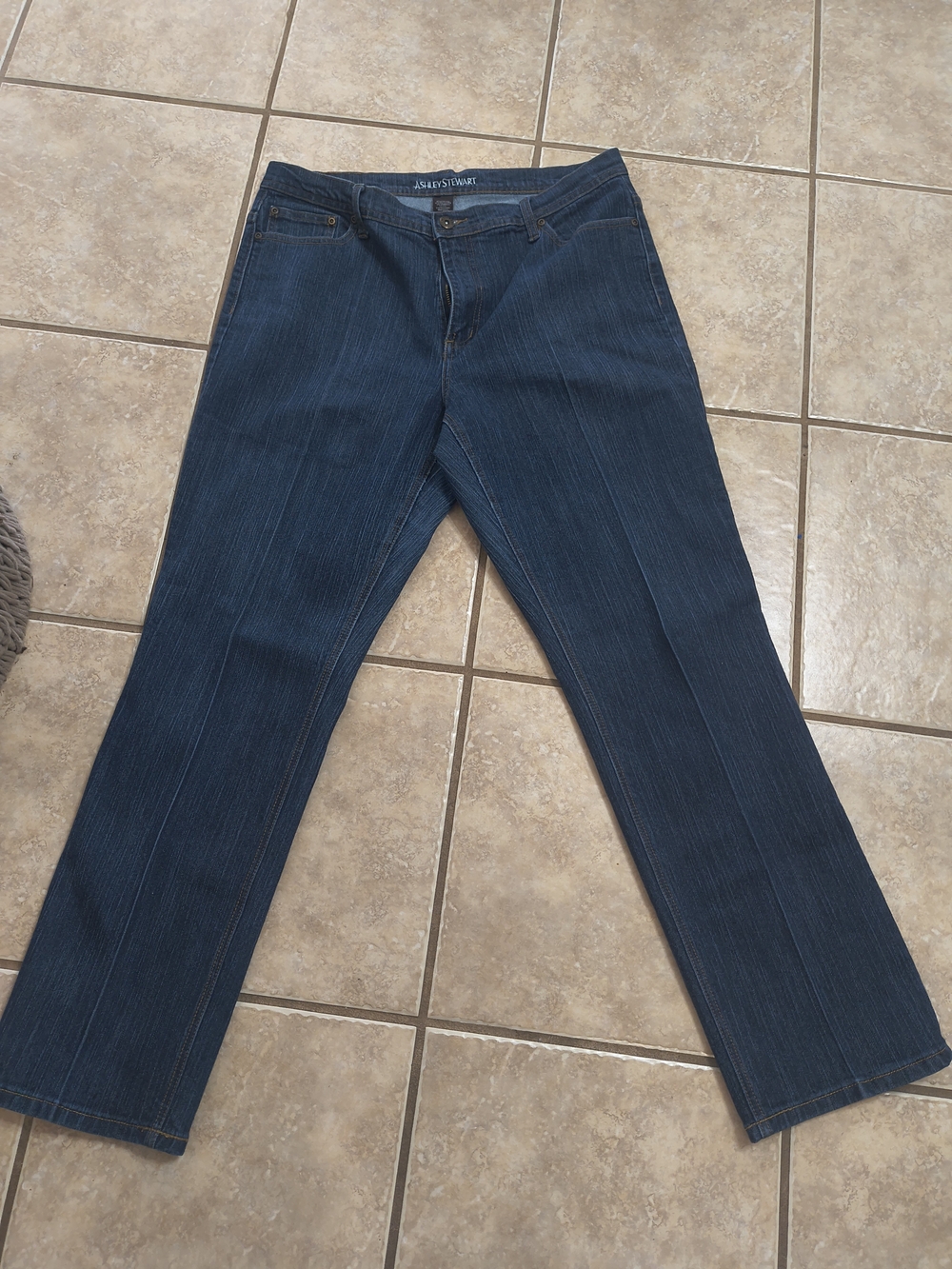 Ashley Stewart's Navy Pinstripe Straight-Leg Jeans